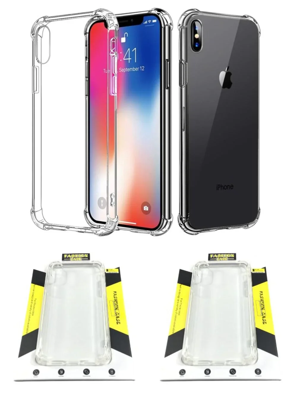 2 NEW iPhone Xs 1Os X 10 Clear Case Cover Transparent Slim Shock Absorption NIP
